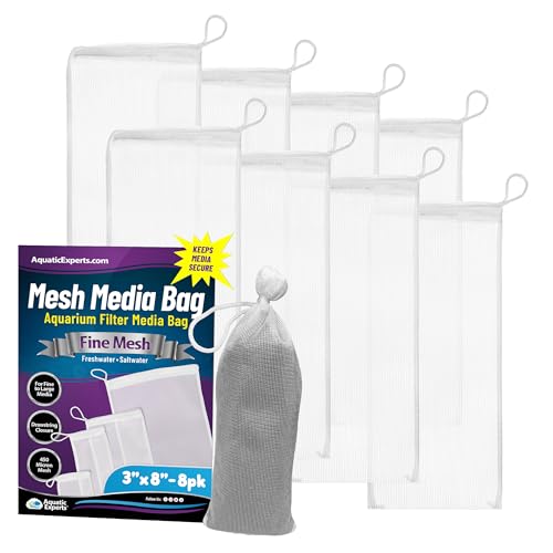 Aquatic Experts Fine Aquarium Media Bag, Durable Drawstring Bags for Fish Tank Filters, 450 Micron Mesh, (Fine, 3"x 8" - 8 Pack) - size: 3” x 8” – 8 pack