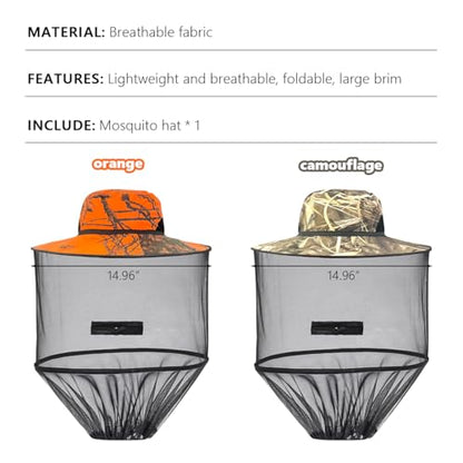 Beekeeping Veil Hat Collapsible Mesh Face Cover Breathable Head Protection (Camouflage)