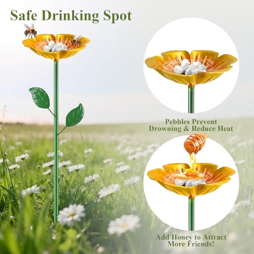 MYMULIKE Bee Watering Station for Garden, 4 Pack Bee Bath Cups for Garden Decor, Butterfly Feeder to Attract Pollinators as Watering Station