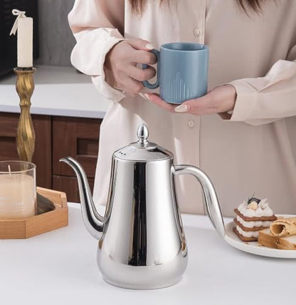 SANQIAHOME Stainless Steel Teapot with Infuser Silver 58Oz - size: 1.75 L