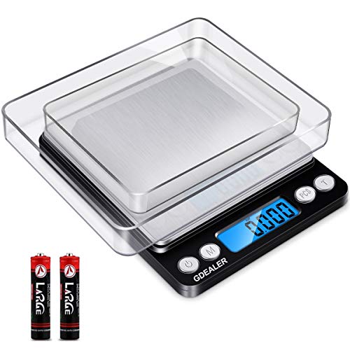 GDEALER Digital Pocket Kitchen Scale 0.001oz/0.01g 500g Kitchen Food Scale Jewelry Weight Compact Scale, Tare, Stainless Steel, Backlit Display, Black - color: Black