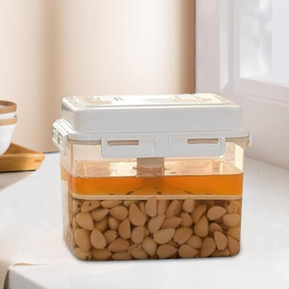 Kimchi Fermentation Container with Press Plate and Airtight Lid, 4L PP Leakproof Pickle Jar for Sauerkraut and Refrigerator Storage