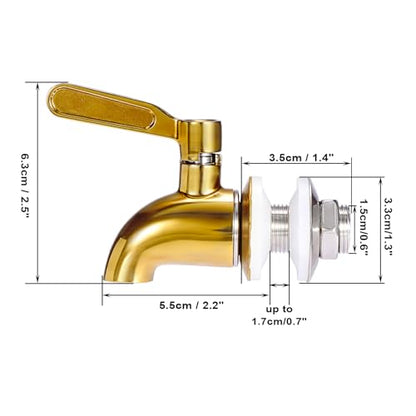 BTSKY Stainless Steel Beverage Dispenser Replacement Spigot Fits 16mm（5/8 inch）Opening - No Lead Dispenser Replacement Faucet, Polished Finish, Gold-2 Pack - color: Gold-2 Pack