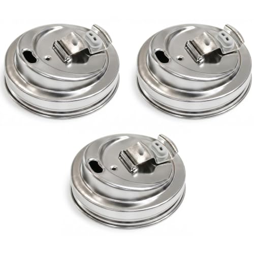 Mason Jar Drinking Lids, Mason Jar Lids, Wide Mouth Stainless Steel Leak-Resistant Sip Lids for Iced Coffee, Cold Drinks, Reusable Metal Mason Jar Drink Lids with Silicone Seal – 3 Pack
