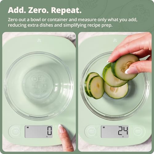 Greater Goods Food Scale – Digital Kitchen Scale, 1g Precision, Easy-Tare & Quick Conversion, Slim Compact Design, Durable & Portable | Ideal for Cooking, Baking & Meal Prep (Sage Green) - color: Sage Green
