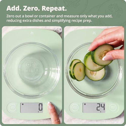 Greater Goods Food Scale – Digital Kitchen Scale, 1g Precision, Easy-Tare & Quick Conversion, Slim Compact Design, Durable & Portable | Ideal for Cooking, Baking & Meal Prep (Sage Green) - color: Sage Green