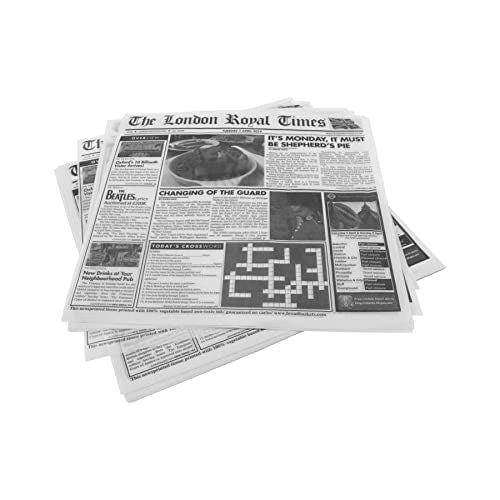 G.E.T. 4-TN1000 12" x 12" White Food-Safe London Newsprint Liner (Pack of 1000) - color: London Newsprint, size: 12" x 12", style: 1000 Sheets