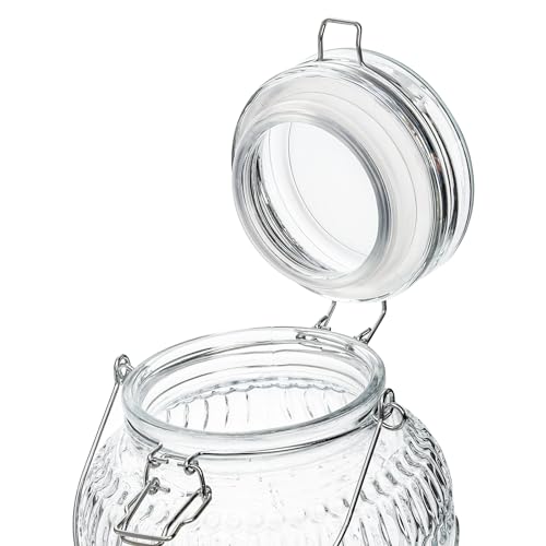 Kingrol 1 Gallon Glass Drink Dispenser with Lid and Spigot - Wide Mouth, Leak Proof Juice Pitcher- Vintage Beverage Dispenser for Party, Wedding, Picnic