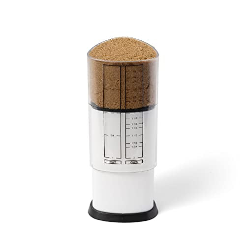 KitchenArt 2 Cup Tri Adjust A-Cup, Easy Pour Measuring Cup, 3.25x3.25x6", Black/White | Mess Free Pouring | Measures 1/8 to 2 Cups | Includes Conversions | Kitchen Adjustable Measuring Cup For Liquids & Solids - size: 2 Cup