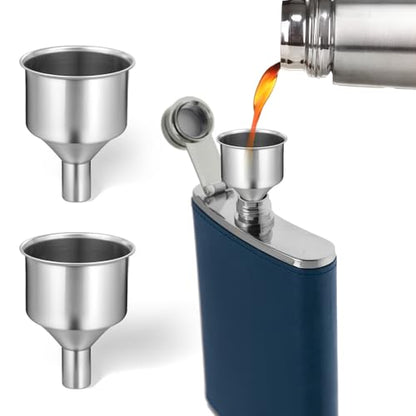 Stainless Steel Funnel for Flask Small Kitchen Funnel Set with 3/8" Spout for Transferring Coffee Beans Spice Blends Beer Oil Bottle