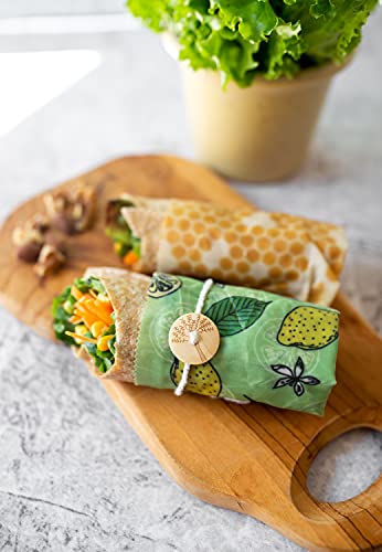 Trifecta Living Co. Versatile Beeswax Wraps,Set of 7-Fresh Food Keeper, Durable & Easily Cleaned, Sustainable Step Towards a Zero-Waste Kitchen, Unique Designs (Honeycomb, Lemon, Tropical Animals)