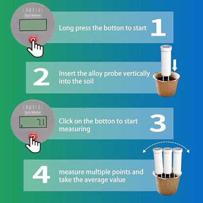 Digital Soil pH Meter, Industrial Grade Soil pH Tester with Calibration-Free LCD Display, High Accuracy Soil pH Pen, Soil pH Monitor for Garden, Lawn, Plant (White)