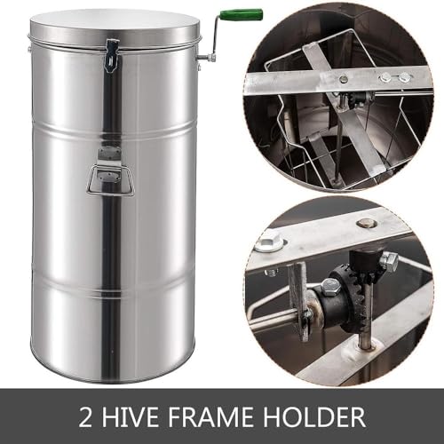 Manual Honey Extractor, 2 Frames Honey Spinner Extractor, 35×75cm Stainless Steel Beekeeping Extraction, Honeycomb Drum Spinner with Lid, Apiary Centrifuge Equipment