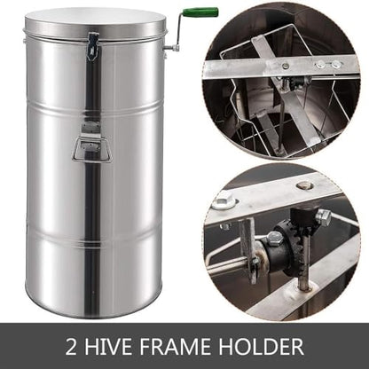 Manual Honey Extractor, 2 Frames Honey Spinner Extractor, 35×75cm Stainless Steel Beekeeping Extraction, Honeycomb Drum Spinner with Lid, Apiary Centrifuge Equipment