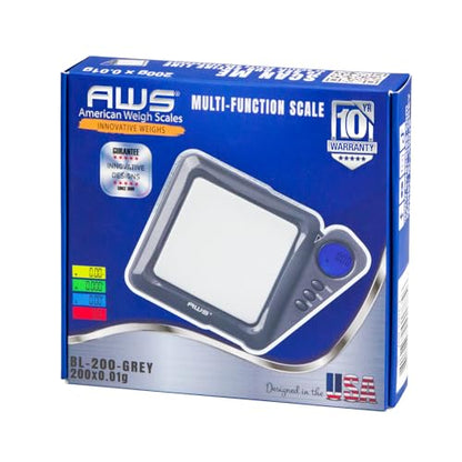 American Weigh Scales 200g x 0.01g Digital Pocket Gram Scale-Blade Series | Precision Mini Scale 0.01g Accuracy, Pocket Scale for Kitchen, Gold, Gems & Coin Scale, Smart Digital & Compact Scale - color: Gray, size: 200g x 0.01g