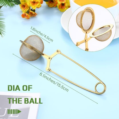 Yinder 30 Pcs Loose Leaf Tea Infuser Stainless Steel Mesh Snap Tea Ball Strainers with Handle Metal (Gold) - color: Gold