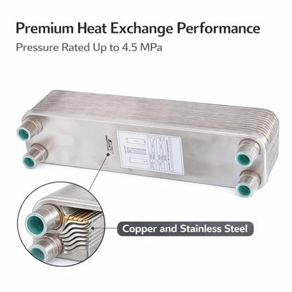 Plate Heat Exchanger Stainless Steel Brazed 4.5MPa for Wort Chiller and Water Cooling - Durable Copper Brazing, Compact Design, Ideal for Beer and Laboratory Use