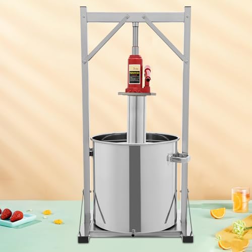 Stainless Steel Hydraulic Jack Press Extractor Fruit Wine Press 9.51 Gallon 100% Nature Juice Making Manual Juice Maker for Rice Wine, Honey, Vegetables, Wine, Cheese, Etc