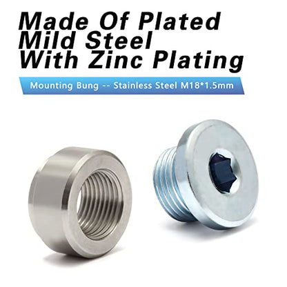 LEDAUT M18X1.5 Stepped Mounting Bung and Plugs Stainless Steel(2 Bungs/2 Plugs) Fittings Weld Bung