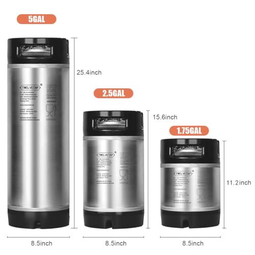 2.5 Gal Rubber Handle Corney Beer Keg 9.5L Premium Stainless Steel Homebrew Growler Leak Proof Lid Soda Barrel Home Brew