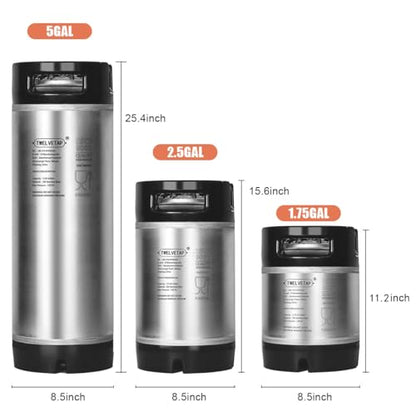 2.5 Gal Rubber Handle Corney Beer Keg 9.5L Premium Stainless Steel Homebrew Growler Leak Proof Lid Soda Barrel Home Brew