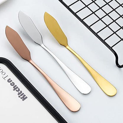 Stainless Steel Butter Knife Cheese Dessert Jam Spreaders, Kitchen Accessories Breakfast Tool Butter Tool(silver) - color: Silver