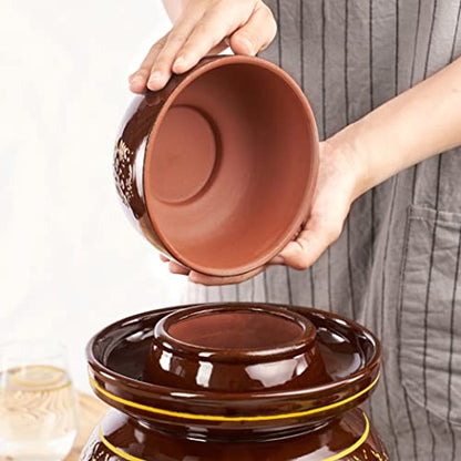ZHOUXIAO Pickle Jar Ceramic Jar with Lid,Traditional Chinese Fermentation Kit Crock with Water Seal Airlock Lid, Fermentation Jar for Pickles,Kimchi,Sauerkraut,Kombucha Jar 7KG