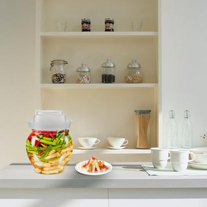 Airtight Sealed Pickle Jar with Transparent Lid and Inner Cover Multi-function Fermentation Container for Kimchi Pickles Dried Fruit Storage Easy-clean Reusable Kitchen Storage Jar