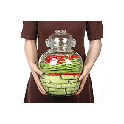 Pickle Jar, 2.5 Liter Fermentation Kimchi Jar with Water Seal Lid | Food Grade, Clear Glass, for Making Pickles Kimchi Sauerkraut and Fermenting Vegetables Fruits, Kombucha, Wine Brewing