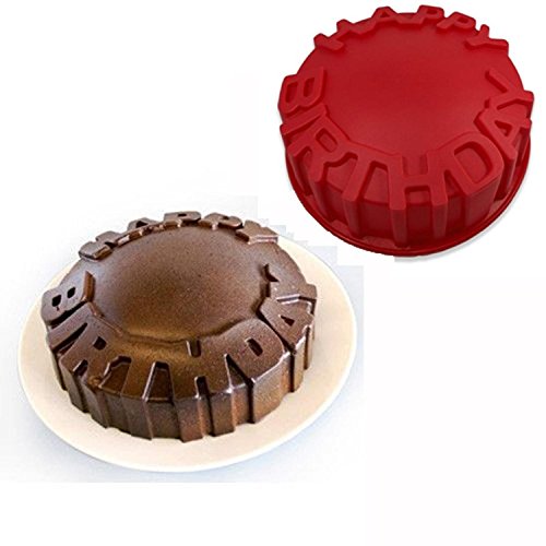 FantasyDay 8'' Happy Birthday Cake Mold Tray-Wedding Anniversary Festival Parties Silicone Baking Molds for Your Dessert, Cookie, Donut, Bread, Loaf, Muffin, Brownie, Cornbread, Cheesecake and More #6 - color: #7