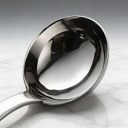 Heavy-Duty Ladle (Short Handle) Big Spoon 18/10 Stainless Steel Ladle for Serving, 7.1 inch, 1Pack (Silver)