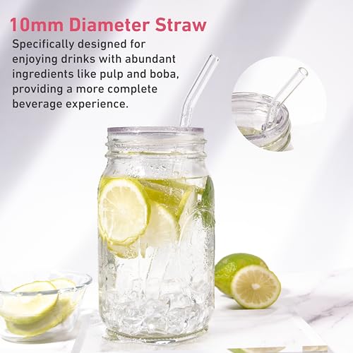 Reusable Wide Mouth Mason Jar Lids with Glass Straw Hole -Fit 2.9-inch Wide Mouth Jars, Compatible with Ball 16oz & 32oz Jar, BPA-Free Straw Lids (Jars Not Included)-2-Pack - size: 2 PACK