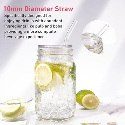 Reusable Wide Mouth Mason Jar Lids with Glass Straw Hole -Fit 2.9-inch Wide Mouth Jars, Compatible with Ball 16oz & 32oz Jar, BPA-Free Straw Lids (Jars Not Included)-2-Pack - size: 2 PACK
