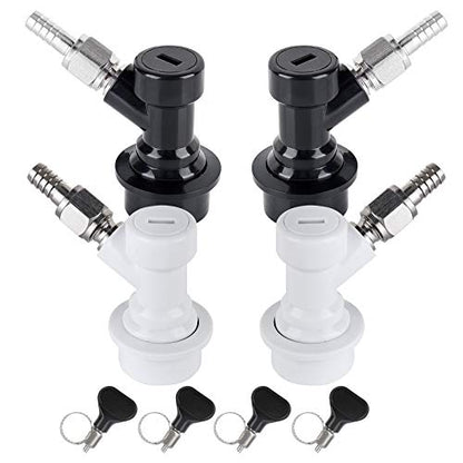 MRbrew 2 Pairs Ball Lock Disconnect Set, Home Brew Ball Lock Corny Keg Fittings for Keg Posts Coupler, with Stainless Steel 5/16'' Gas & 1/4'' Liquid Barbs & Extra 4 Hose Clamps & MFL Swivel Nuts - size: 2 Pairs