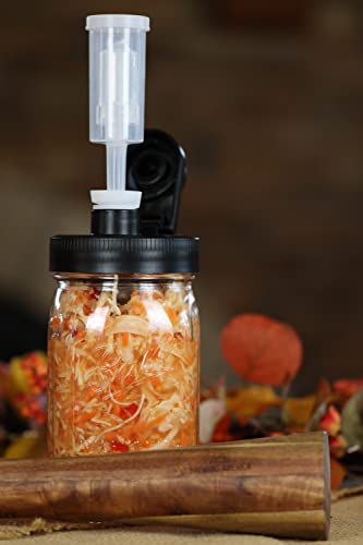 Brewing America Fermentation Kit Lids for Wide Mouth Mason Jars (Jars Not Included) Black Fermenting Cover with Airlock - color: Black