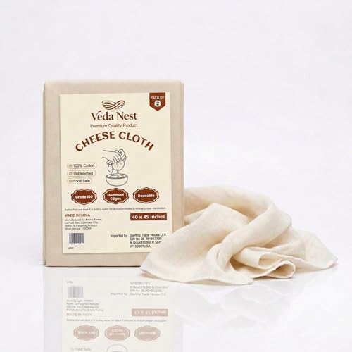 Grade 100 Cheese Cloth for Straining, 100% Unbleached Cotton Reusable Cheesecloth, Ultra Fine Mesh Muslin Cloth for Cheese Making, Greek Yogurt, Nut Milk, 40x45 Inch Pack of 2 - size: 40X45 Inch
