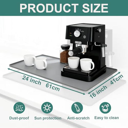 Silicone Coffee Mat, 24"X16" Heat-Resistant,Eco-friendly,Hygienic Drying Pad,Leak-Proof and Non-Slip,Removable Silicone Mat with Concave and Convex Design,（Gray 24X16） - color: Gray, size: 24" x 15.9"