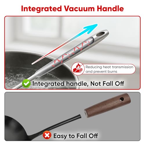 Newness 9 Pcs Cooking Utensils Set, 304 Stainless Steel Kitchen Utensils Set, Metal Kitchen Accessories, Include Soup Ladle, Slotted Skimmer Spoon, Spaghetti Spoon and Spatula, Dishwasher Safe (Short) - size: Small 9 PCS Cooking Utensils Set