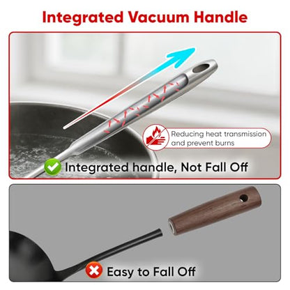 Newness 9 Pcs Cooking Utensils Set, 304 Stainless Steel Kitchen Utensils Set, Metal Kitchen Accessories, Include Soup Ladle, Slotted Skimmer Spoon, Spaghetti Spoon and Spatula, Dishwasher Safe (Short) - size: Small 9 PCS Cooking Utensils Set