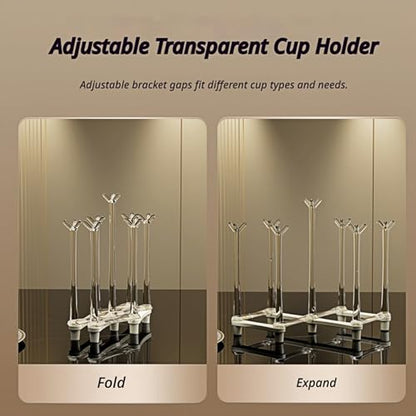 Adjustable Cup Drying Rack-Collapsible Bottle Dryer Stand for Kitchen Counter, Mug Tree & Glass Holder Organizer, Perfect for Baby Bottles, Water Bottles, and Cups