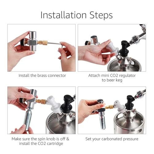 Home Brewing 0-60PSI Mini Co2 Regulator,Portable Co2 Charger with Stable Pressure & Steel Ring Gas Inlet,Homebrew Carbonated Kit Wine Accessories(C) - color: A