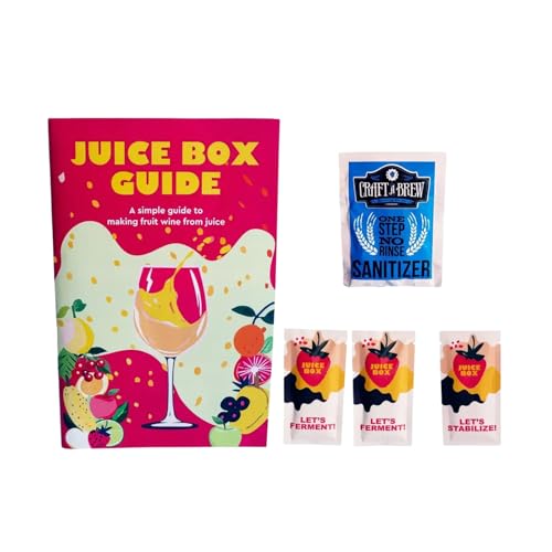 Craft A Brew - Juice Box Fruit Wine Recipe Kit - Easy for Beginners - At Home Wine Making Kit - Ingredient-Only Refill Kit - No Equipment Included - Use Any Fruit Juice or Lemonade - Makes 1-gal Batch