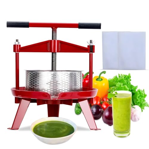 2.38 Gal Fruit Wine Press, Heavy Duty Stainless Steel Cider Press with Swing Beam, Manual Apple Crusher & Juicer for Grapes, Berries, Tomatoes, Cheese