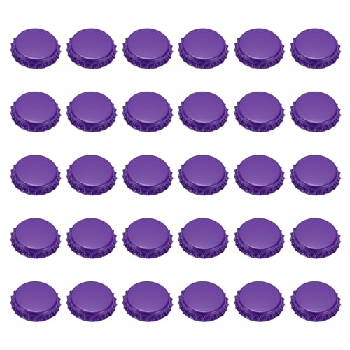 uxcell 60 Pcs Oxygen Absorbing Beer Bottle Caps, 32mm Pry Off Bulk Crown Caps Bottle Toppers for Soda Beer Wine Glass Bottles Home Brewing DIY Pendants or Craft Scrapbooks, Purple - color: Purple