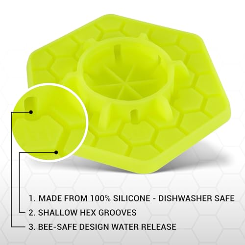 Bee Feeder for Mason Jar Made of Silicone - Bee Watering Station for Garden Compatible with Regular Mouth Mason Jars - color: Yellow