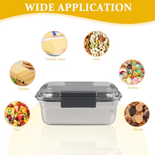 Cheese Container for Refrigerator,Cheese Stainless Steel Container with Lids,Deli Meat Saver, Non Toxic Airtight Storage Container for Stackable Sliced Grated,Shredded,Cheddar Cheeses Holder-Small - size: Small