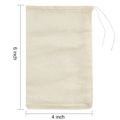 TUZAZO 50 Pcs Muslin Bags with Drawstring 4 x 6 inch, Reusable Tea Bags for Loose Leaf Tea, Natural Cotton Unbleached Cheesecloth Small Spice Bag for Cooking Soup Herb Sachet Bag Empty - size: 4x6 inch, 50 pcs