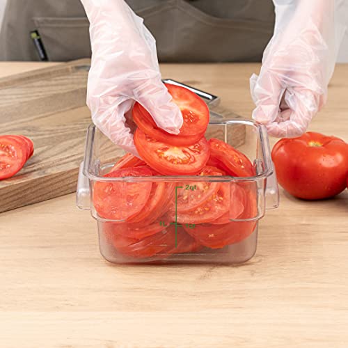Met Lux 2 Quart Brine Bucket, 1 Square Marinating Container - With Volume Markers, Built-In Handle, Clear And Green Plastic Dough Rising Bucket, Freezer-Safe, Lid Sold Separately - size: 2 Quarts, style: 1 Count