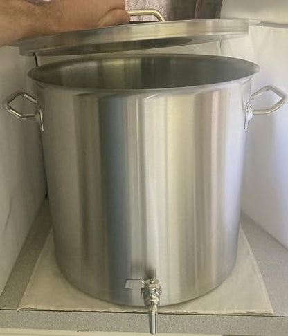 8.75 Gallons Stainless Steel Brewing Stock Pot with Spigot Spout + Lid Cover: Heavy-Duty 35 qt Kettle with Faucet Drain Valve Tap to Pour - style: 8.75 Gal Brewing Pot + Spout & Lid