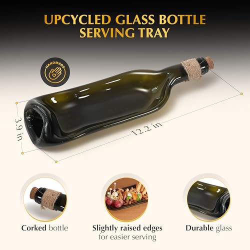 Melted Wine Bottle Serving Boards – Elegant Charcuterie Board Decorative Tray Serving Platter for Parties, Special Events – Durable Easy to Clean Cheese Tray Housewarming Gifts New Home